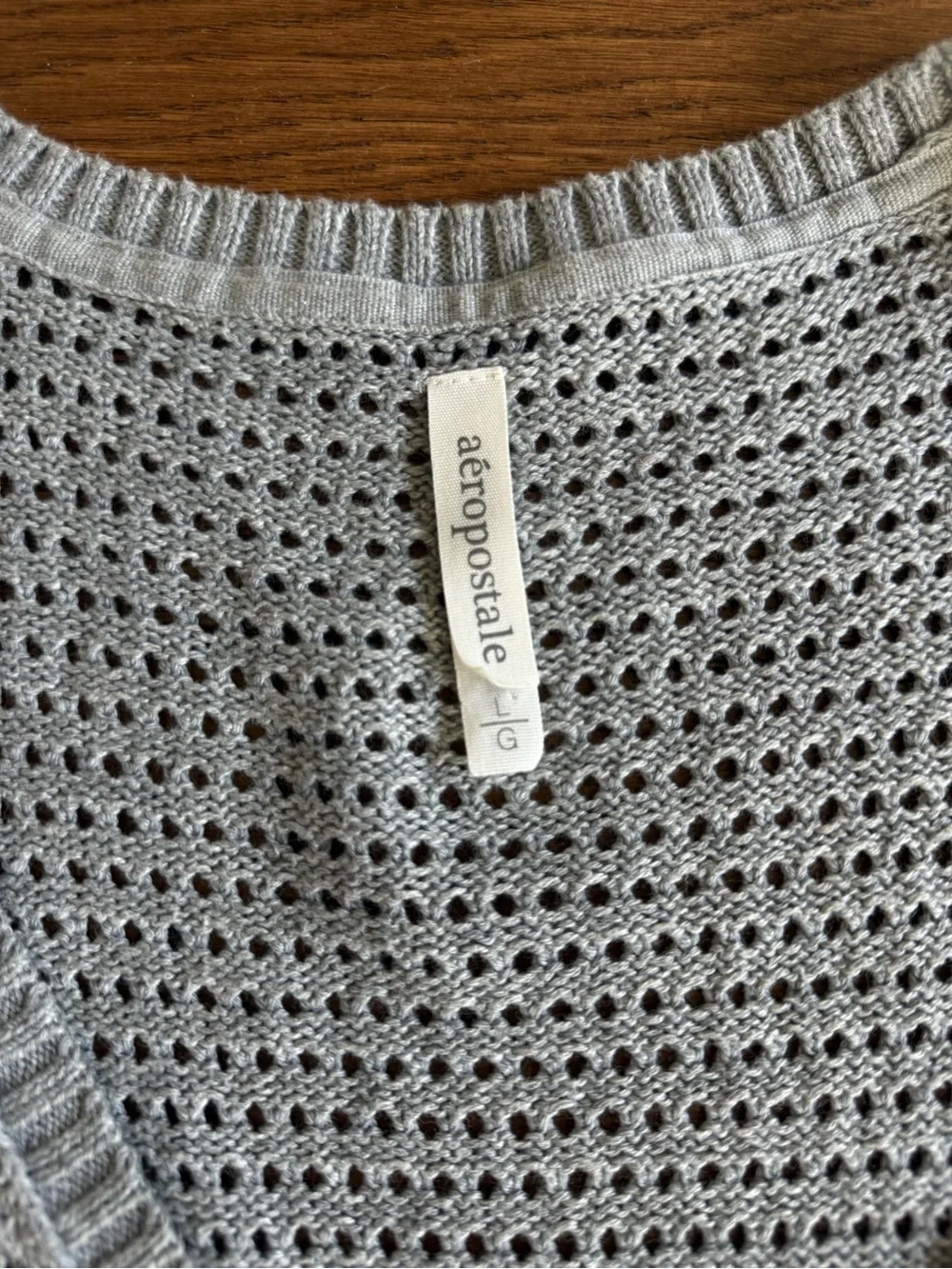 Y2K Aeropostale Light Gray Open Weave Sweater Top size L